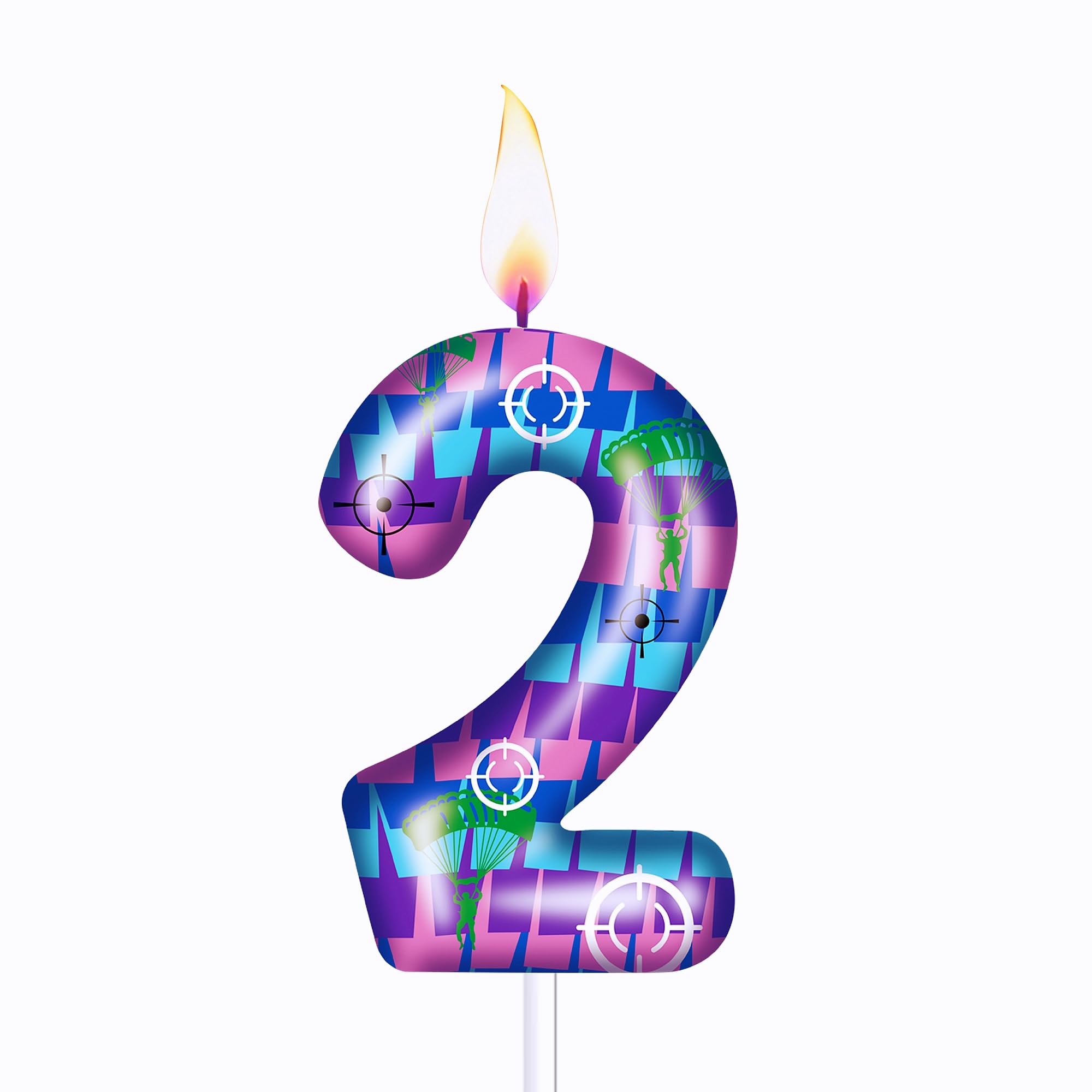 PTUSAL Gaming Theme Number 2 Birthday Candle – Multicolor Gradient Cake Topper for Game Night