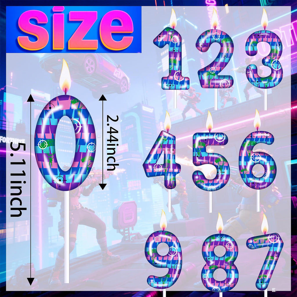 PTUSAL Gaming Theme Number 2 Birthday Candle – Multicolor Gradient Cake Topper for Game Night