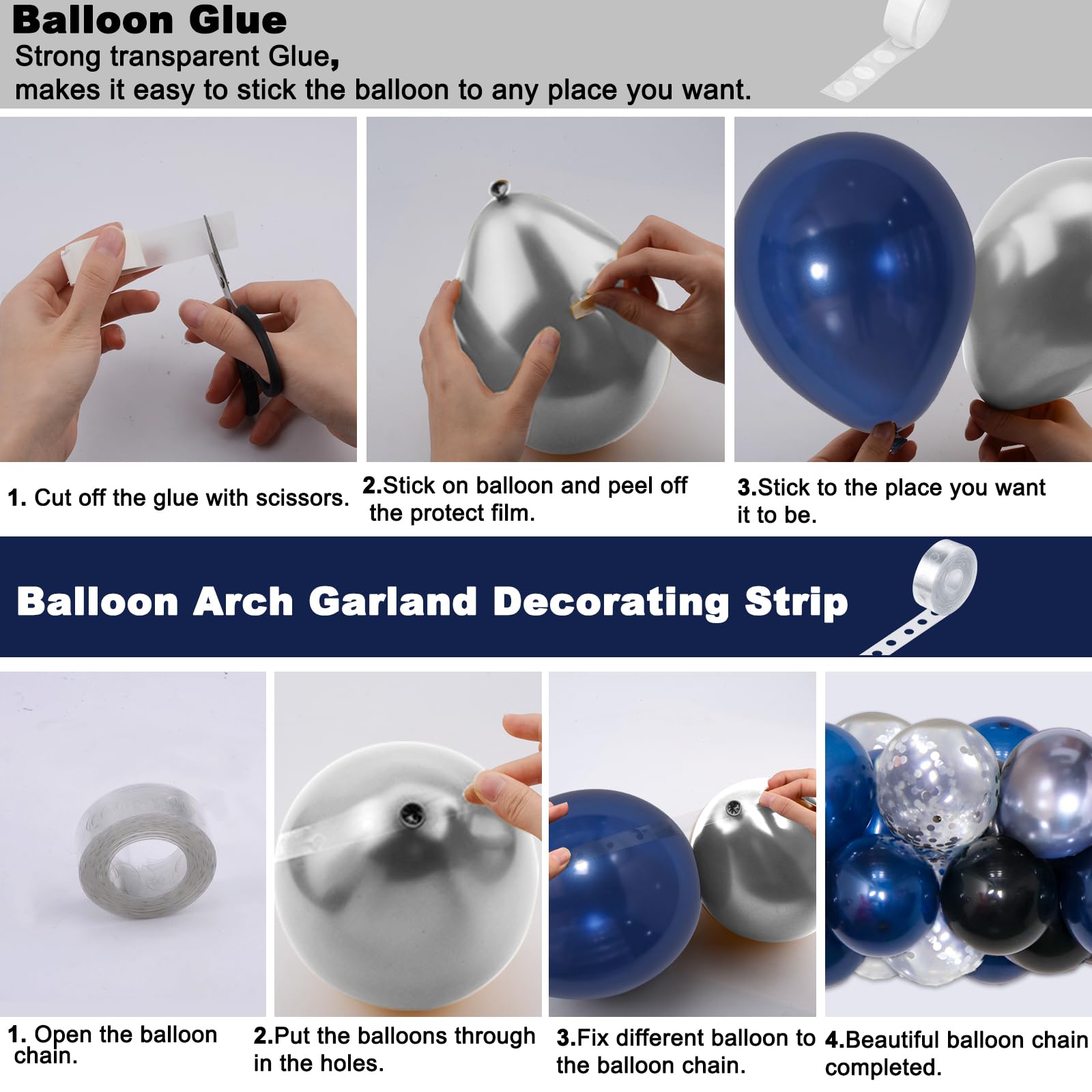 Puchod Blue & Black Birthday Decorations Kit – Backdrop, Table Cover, Balloons & Confetti