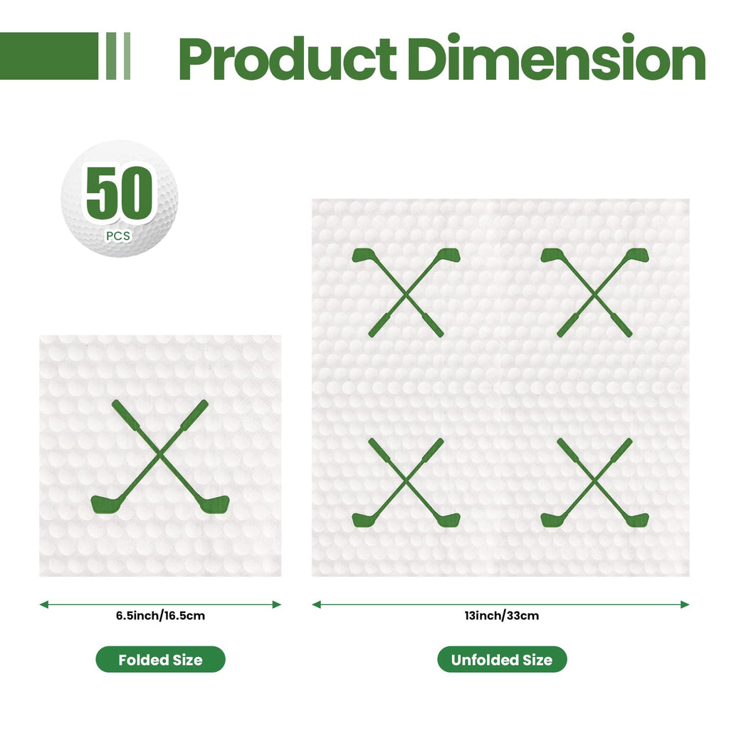 PUEVENYI 50-Pack Golf Paper Napkins 13x13 Inches – Disposable Luncheon & Cocktail Napkins for Golf Theme Parties