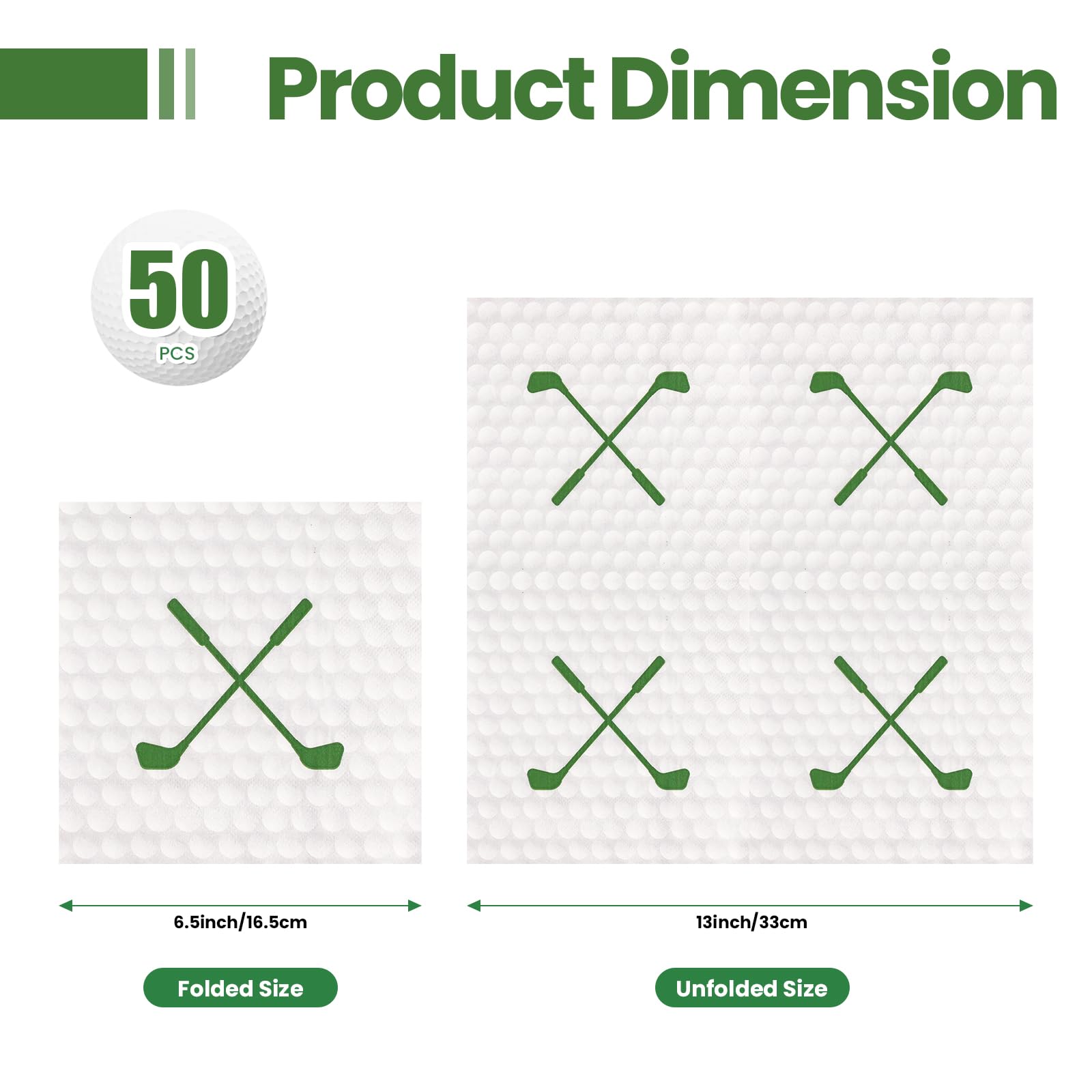 PUEVENYI 50-Pack Golf Paper Napkins 13x13 Inches – Disposable Luncheon & Cocktail Napkins for Golf Theme Parties