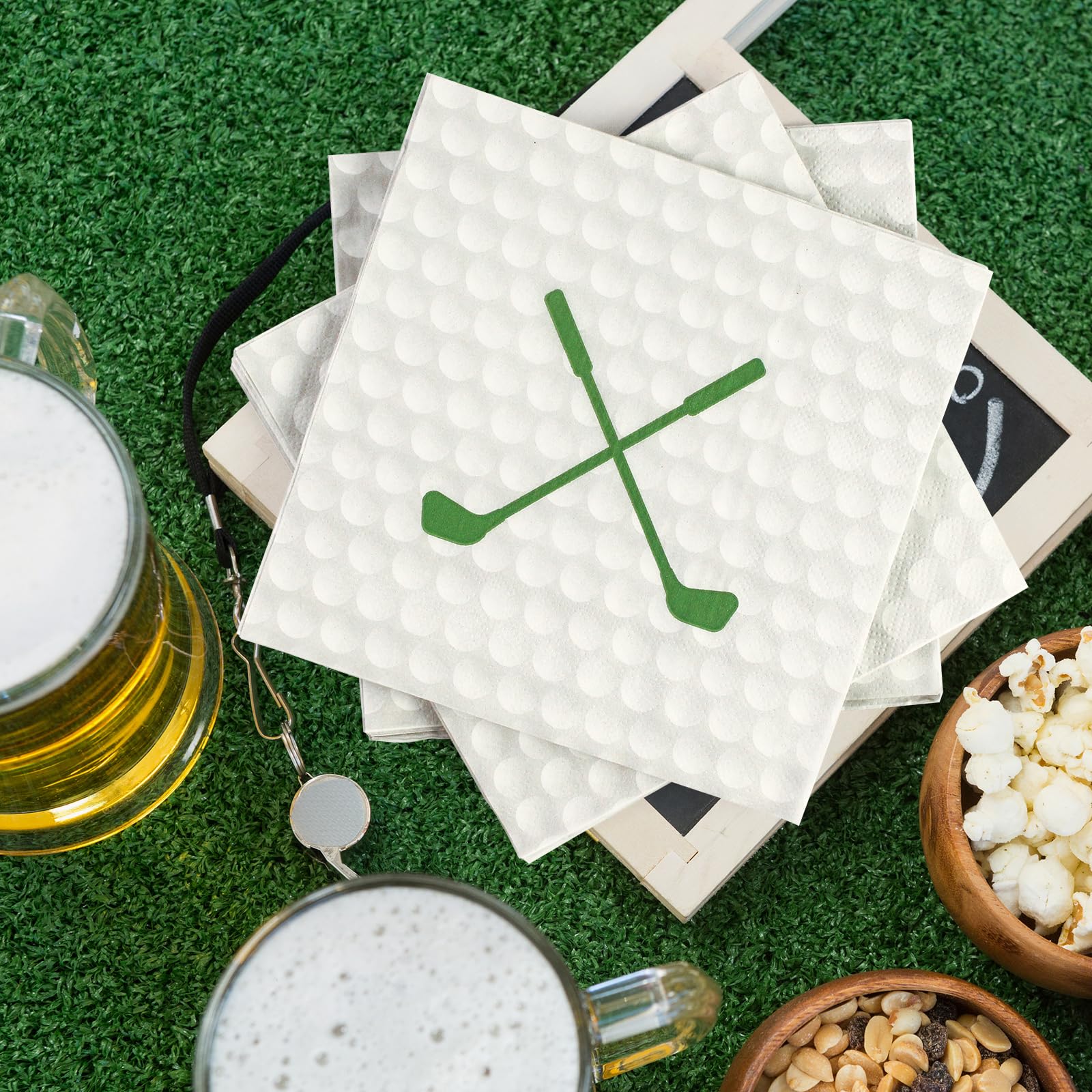 PUEVENYI 50-Pack Golf Paper Napkins 13x13 Inches – Disposable Luncheon & Cocktail Napkins for Golf Theme Parties