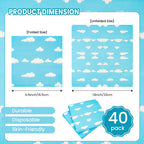 PUEVENYI 40Pcs Blue Sky Clouds Napkins – 6.5x6.5” Disposable Luncheon Napkins for Kids Parties