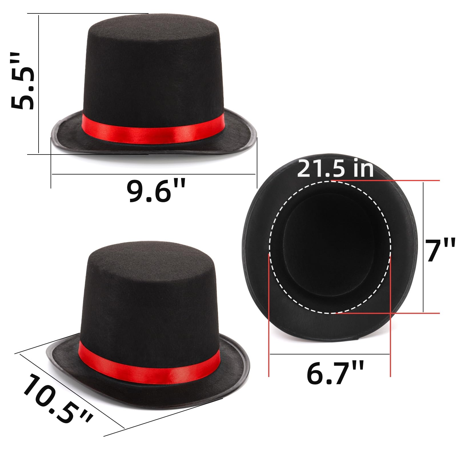 Pumtus 3 Pack Black Felt Top Hat for Kids – Retro Costume & Party Hat