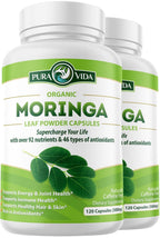 PURA VIDA MORINGA Capsules — Single Origin Organic Moringa Powder, 120 Count (500 mg) — Pack of 2