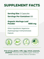 PURA VIDA MORINGA Capsules — Single Origin Organic Moringa Powder, 120 Count (500 mg) — Pack of 2