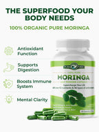 PURA VIDA MORINGA Capsules — Single Origin Organic Moringa Powder, 120 Count (500 mg) — Pack of 2