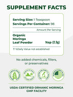 PURA VIDA Moringa Powder Organic – Single Origin Moringa Leaf Powder (USDA Organic) 8 oz