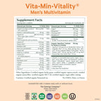 PURE SYNERGY Vita-Min-Vitality | Natural Men’s Multivitamin with Organic Whole Foods | Energy, Stress & Immune Support (60 Tablets)