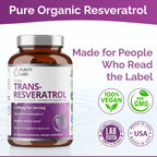 Purity Labs Trans-Resveratrol with Quercetin – Pure Organic Vegan Antioxidant (90 Caps)