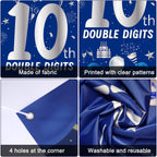 Purtarly 10th Birthday Decorations – Navy Blue & Silver Door Banner Kit
