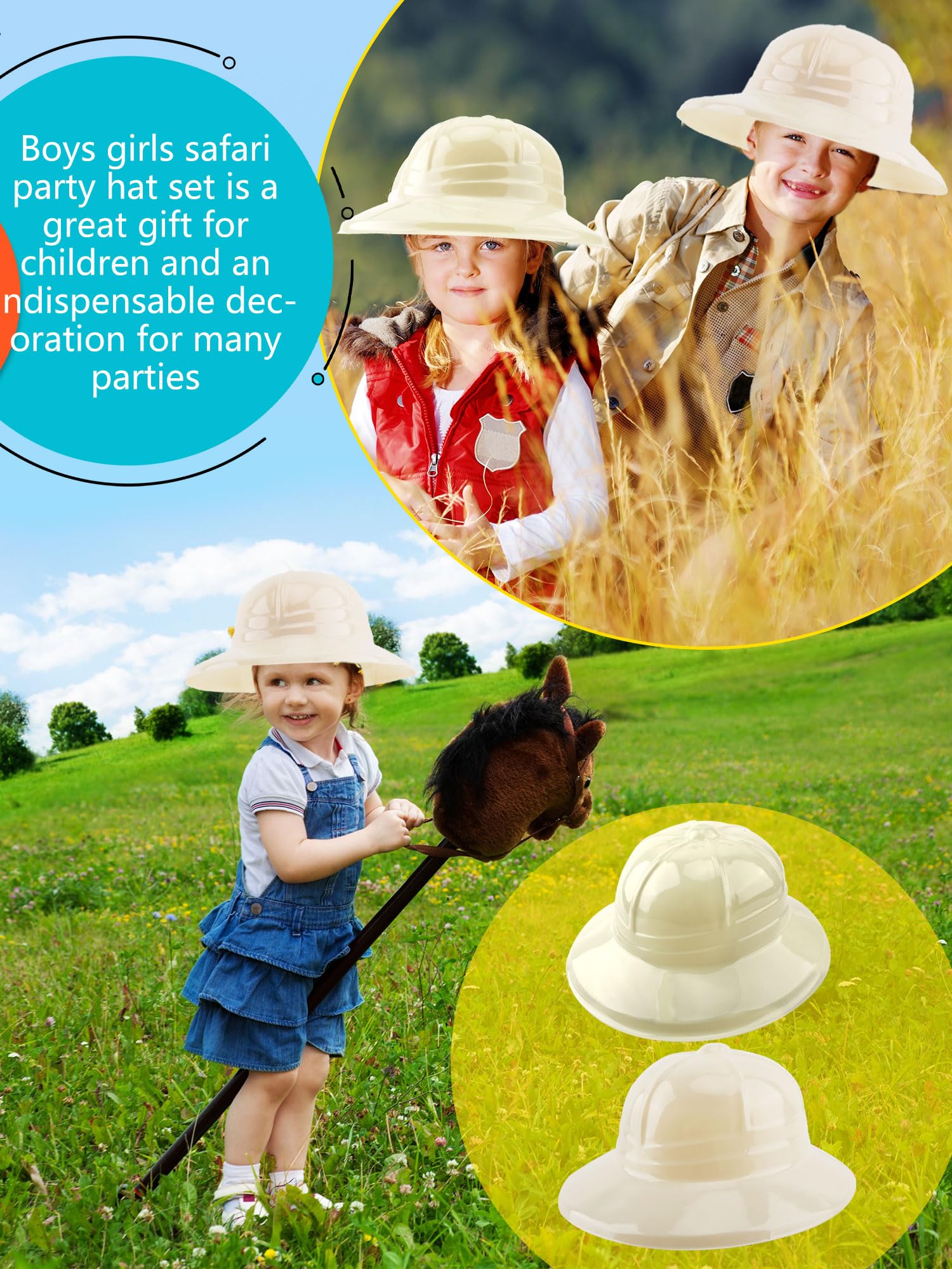 Puteraya 36 Pcs Kids Safari Party Hats Bulk – Jungle Explorer Hats