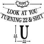 PYBHILK Black Glitter Look at You Turning 22 Banner – 22nd Birthday Decor