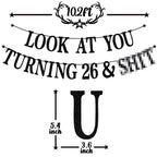 PYBHILK Black Glitter Look at You Turning 26 & Sh*t Banner – 26th Birthday Party Decoration