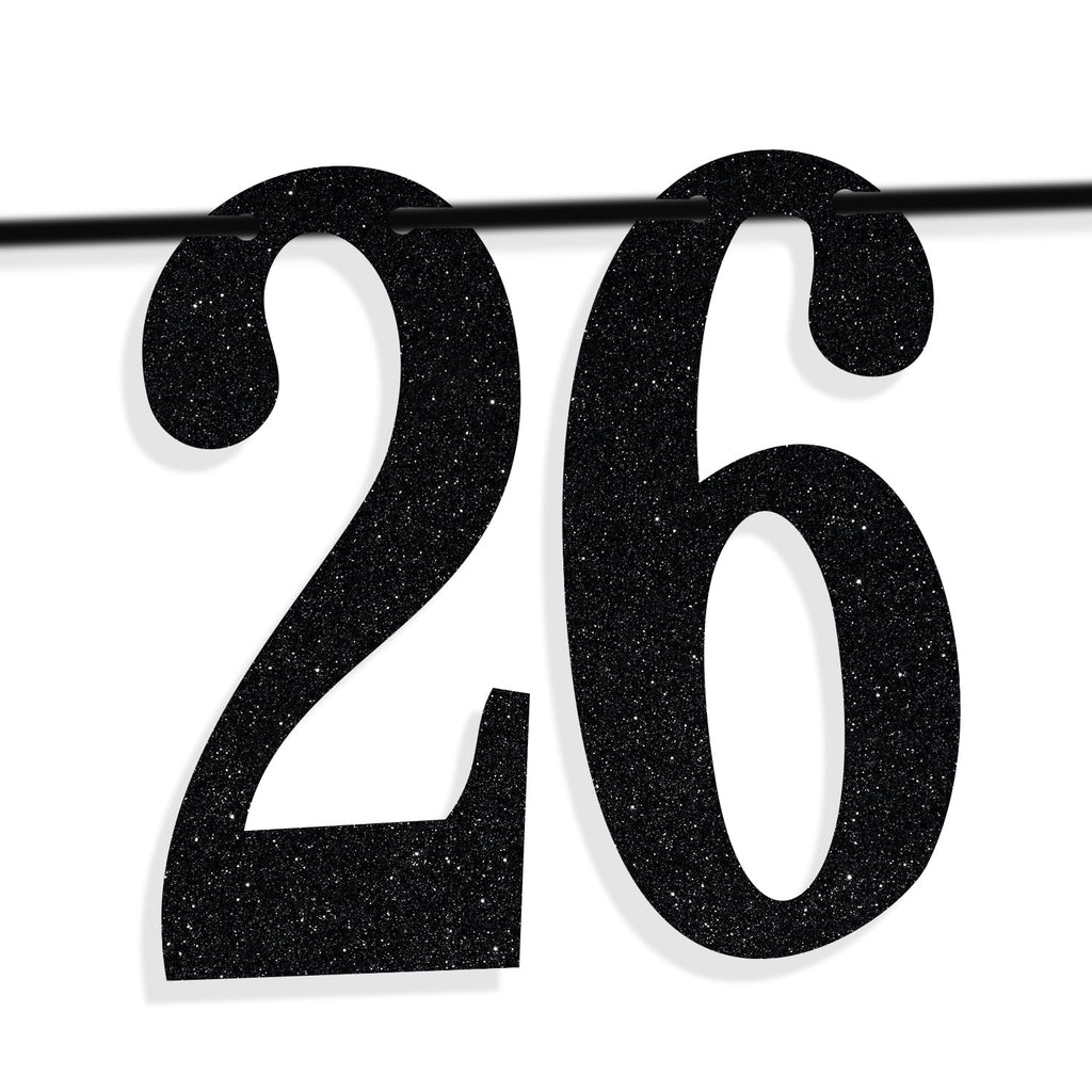 PYBHILK Black Glitter Look at You Turning 26 & Sh*t Banner – 26th Birthday Party Decoration