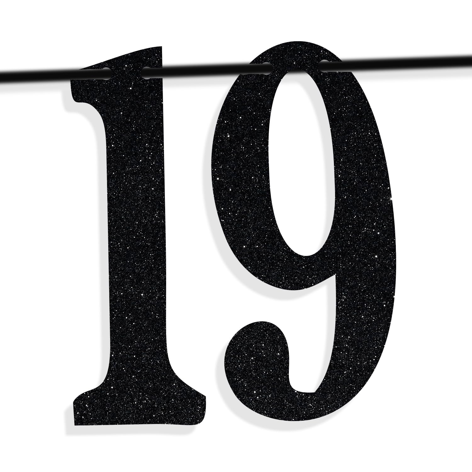 PYBHILK Black Glitter Banner – Look at You Turning 19 & Sh*t | 19th Birthday Decor
