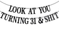 PYBHILK Black Glitter Look at You Turning 31 Banner – 31st Birthday Party Decoration