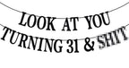 PYBHILK Black Glitter Look at You Turning 31 Banner – 31st Birthday Party Decoration