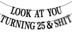 PYBHILK Black Glitter Look at You Turning 25 Banner — Happy 25th Birthday Party Decor | Level 25 Unlocked