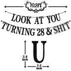 PYBHILK Black Glitter Look at You Turning 28 Banner – 28th Birthday Party Decorations