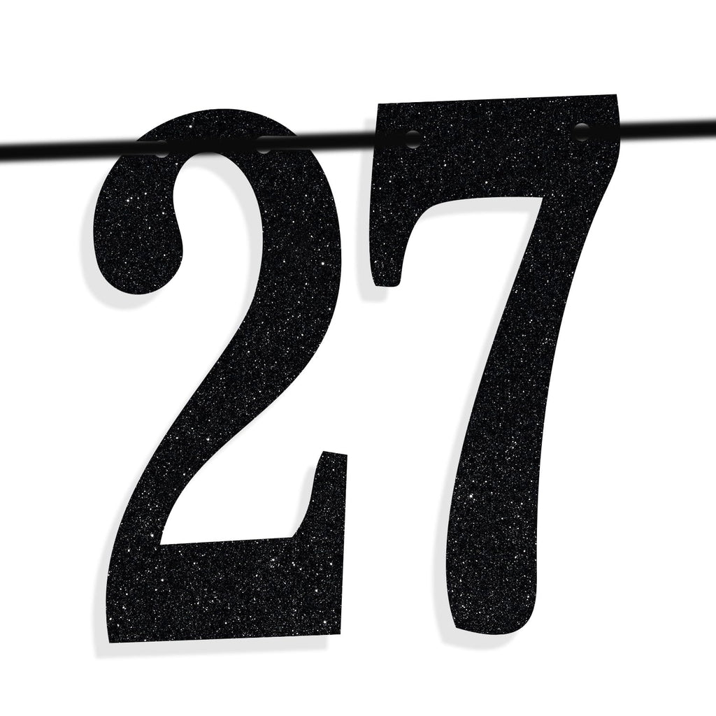 PYBHILK Black Glitter Look at You Turning 27 Banner – 27th Birthday Decor, Level 27 Unlocked