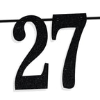 PYBHILK Black Glitter Look at You Turning 27 Banner – 27th Birthday Decor, Level 27 Unlocked