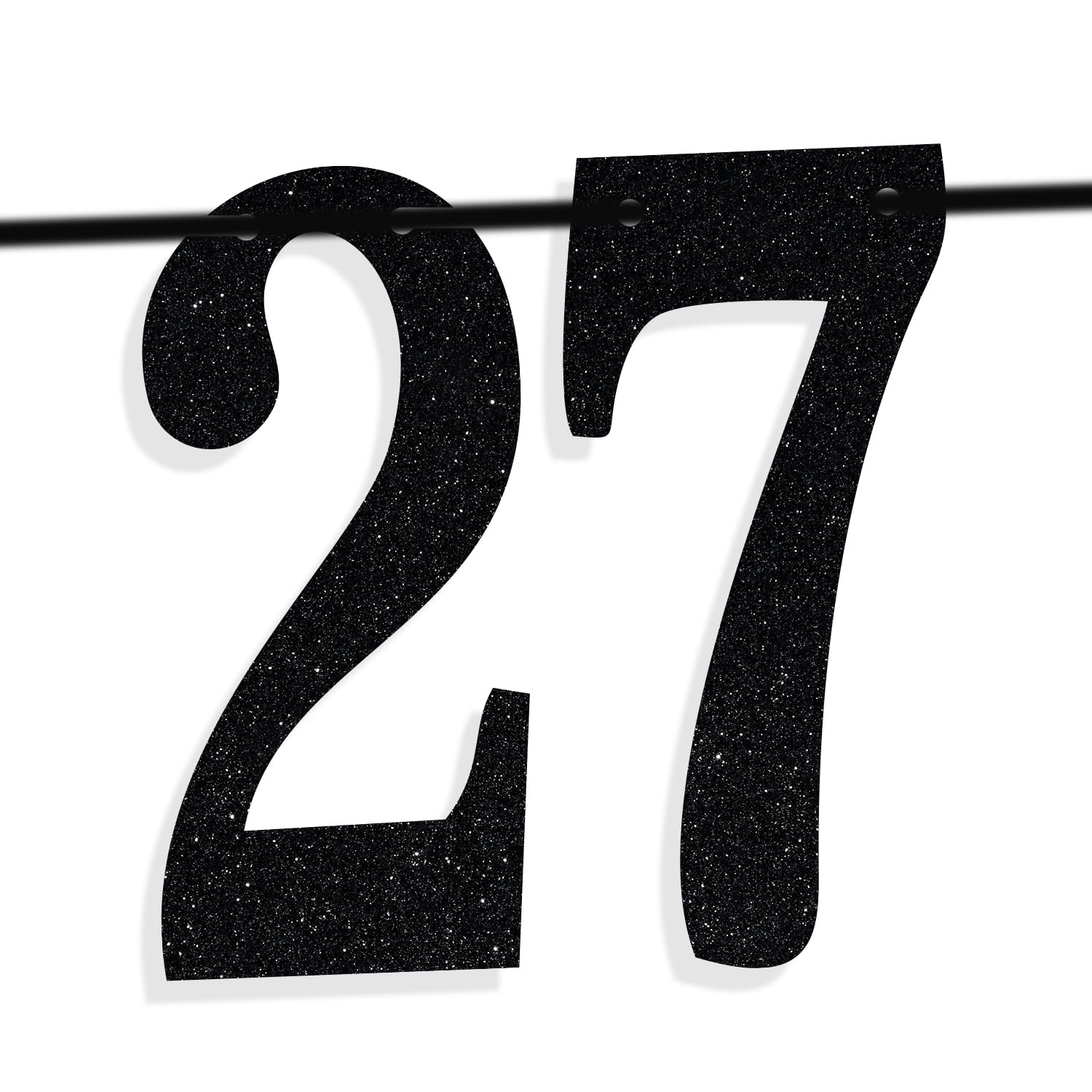PYBHILK Black Glitter Look at You Turning 27 Banner – 27th Birthday Decor, Level 27 Unlocked