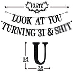PYBHILK Black Glitter Look at You Turning 31 Banner – 31st Birthday Party Decoration