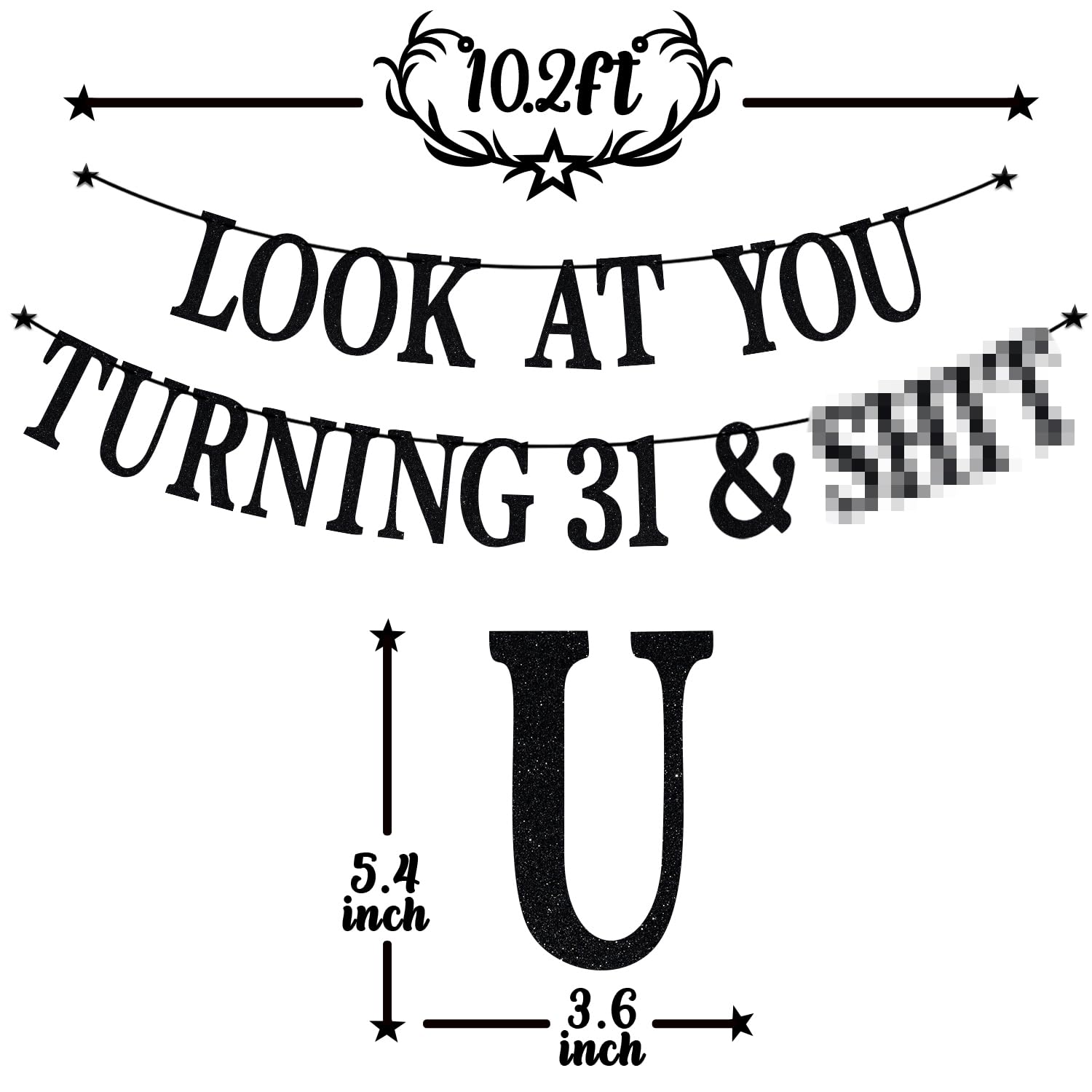 PYBHILK Black Glitter Look at You Turning 31 Banner – 31st Birthday Party Decoration