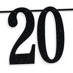 PYBHILK Black Glitter Look at You Turning 20 Banner — 20th Birthday Decor