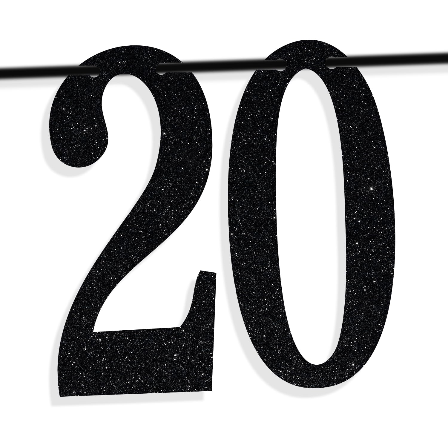 PYBHILK Black Glitter Look at You Turning 20 Banner — 20th Birthday Decor