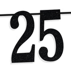 PYBHILK Black Glitter Look at You Turning 25 Banner — Happy 25th Birthday Party Decor | Level 25 Unlocked