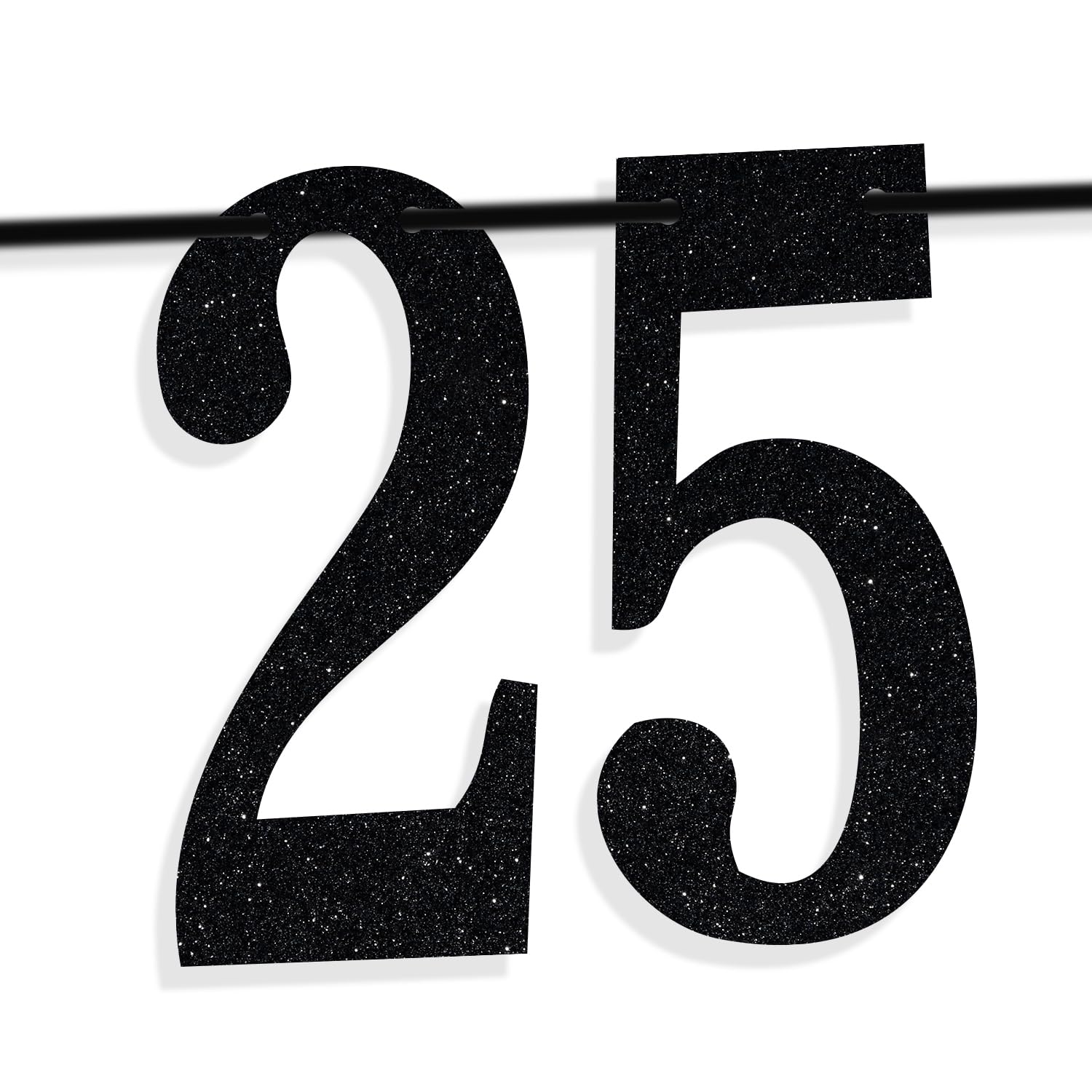 PYBHILK Black Glitter Look at You Turning 25 Banner — Happy 25th Birthday Party Decor | Level 25 Unlocked