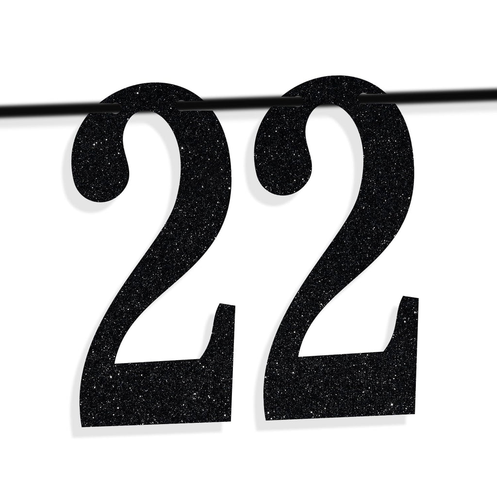 PYBHILK Black Glitter Look at You Turning 22 Banner – 22nd Birthday Decor