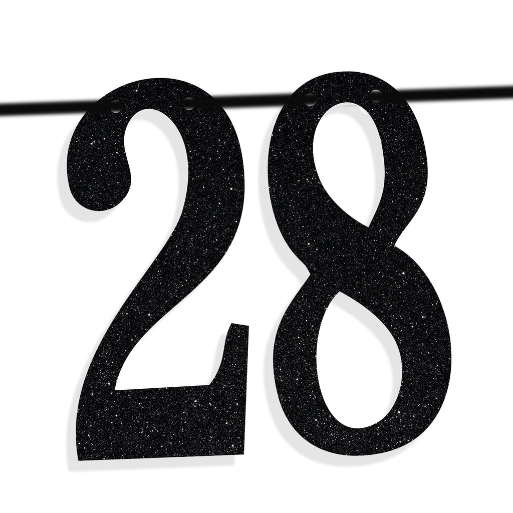 PYBHILK Black Glitter Look at You Turning 28 Banner – 28th Birthday Party Decorations