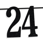 PYBHILK Black Glitter Look at You Turning 24 Banner — 24th Birthday Party Decor