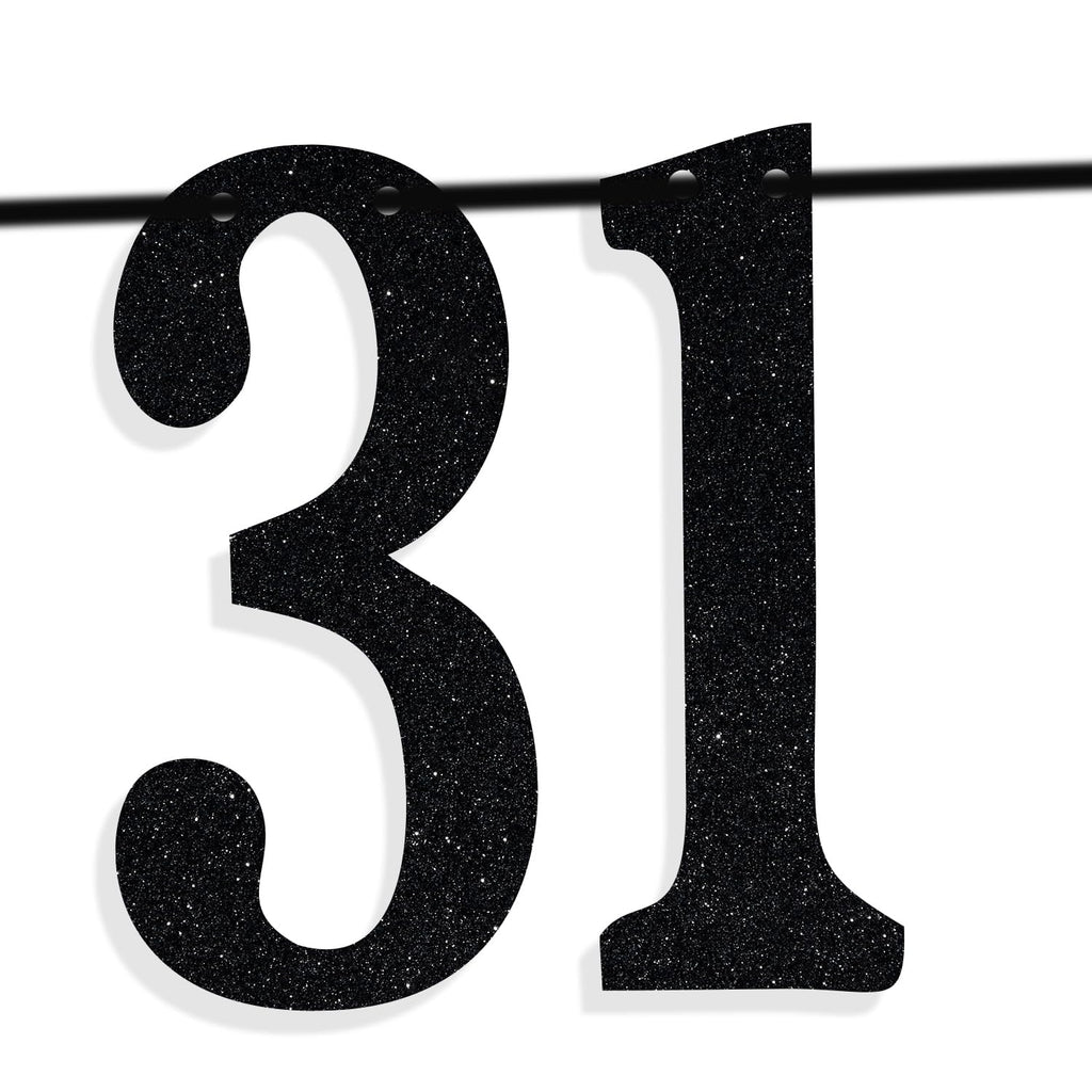 PYBHILK Black Glitter Look at You Turning 31 Banner – 31st Birthday Party Decoration