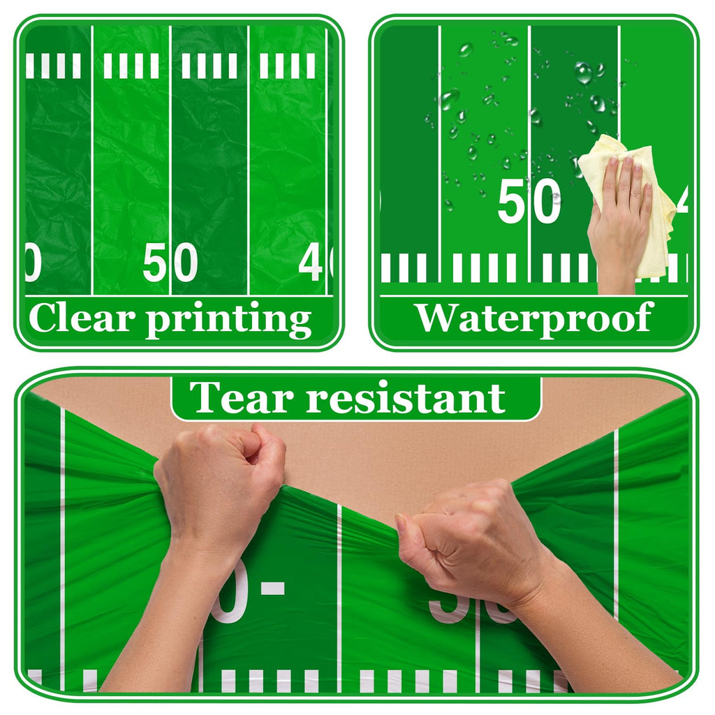 Pymurod Football Field Tablecloth 54x108 in – 3 Pack Disposable Game Day Decor