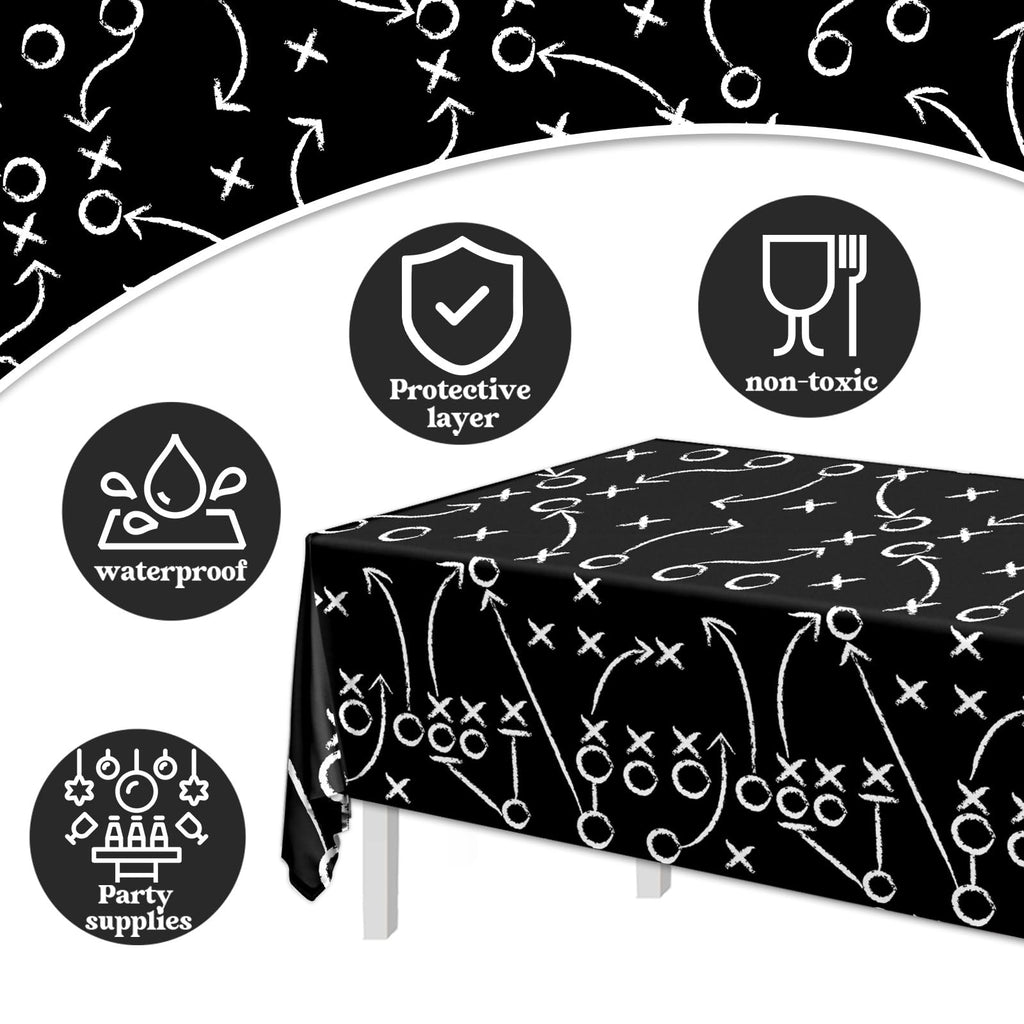 Pymurod Football Field Tablecloth 54x108 in – 3 Pack Disposable Game Day Decor