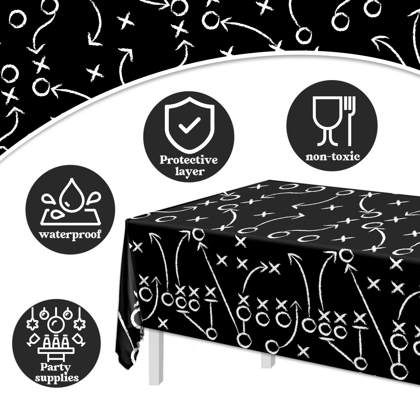 Pymurod Football Field Tablecloth 54x108 in – 3 Pack Disposable Game Day Decor