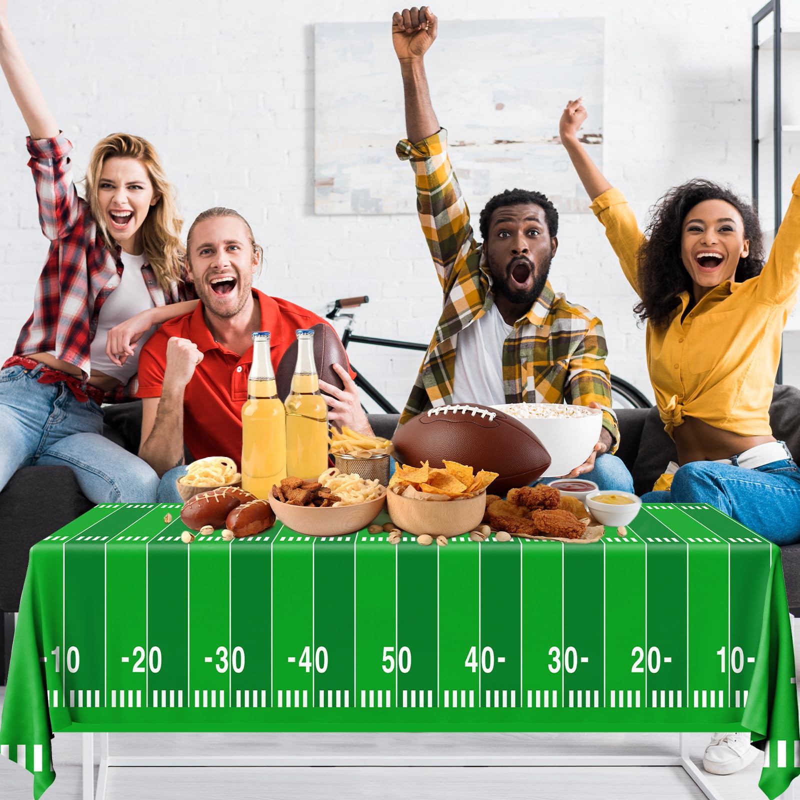 Pymurod Football Field Tablecloth 54x108 in – 3 Pack Disposable Game Day Decor