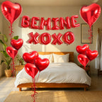 QDIRDEC 20Pcs Valentines Balloons – Red Heart & BE MINE XOXO Set for Valentine’s Day