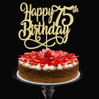 Qertesl Gold Glitter Happy 75th Birthday Cake Topper - 75th Birthday & Anniversary Decoration