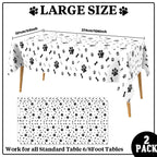 QEYMN Puppy Paw Print Tablecloths 2 Pack – 54x108 in Disposable Puppy-Themed Table Covers
