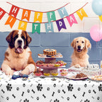 QEYMN Puppy Paw Print Tablecloths 2 Pack – 54x108 in Disposable Puppy-Themed Table Covers