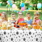 QEYMN Puppy Paw Print Tablecloths 2 Pack – 54x108 in Disposable Puppy-Themed Table Covers