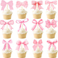 24PCS Coquette Bow Cupcake Toppers – Pink Bow Party Decor | qhqqwzxqc
