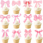 24PCS Coquette Bow Cupcake Toppers – Pink Bow Party Decor | qhqqwzxqc