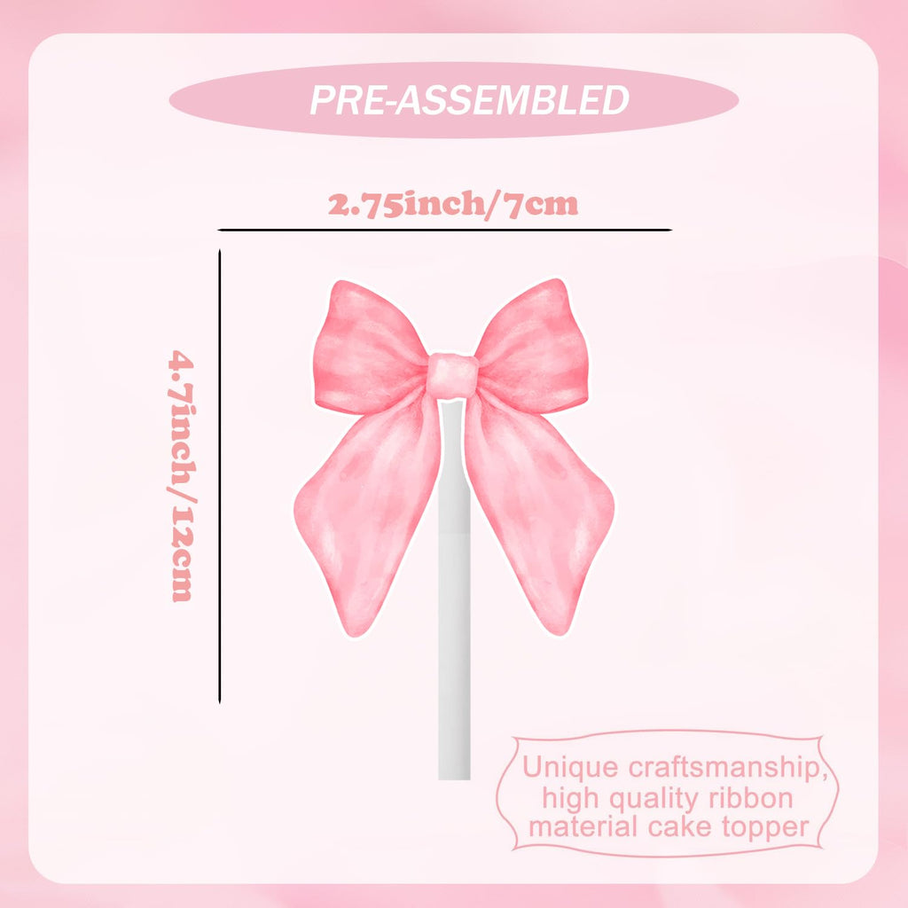 24PCS Coquette Bow Cupcake Toppers – Pink Bow Party Decor | qhqqwzxqc