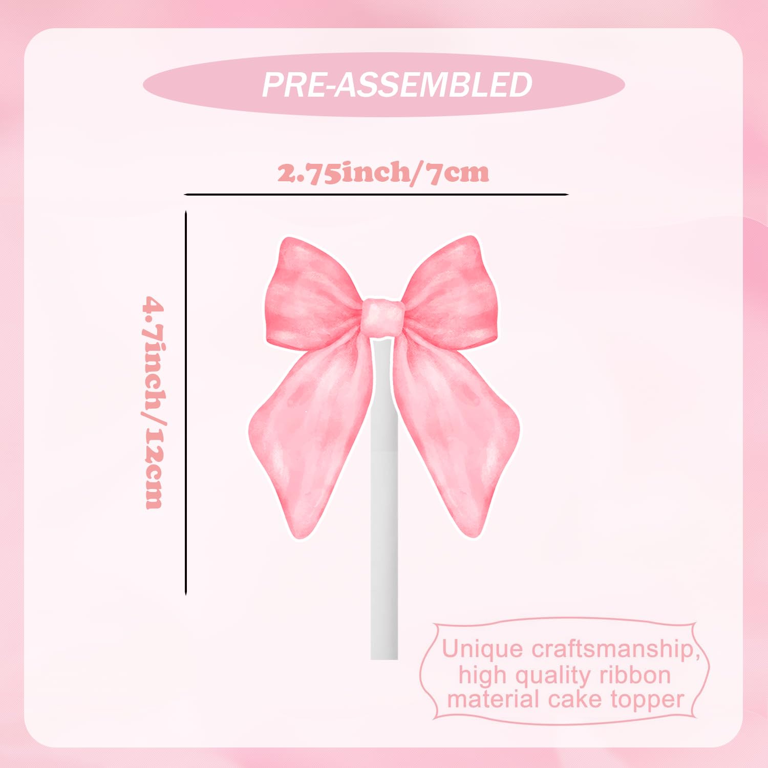 24PCS Coquette Bow Cupcake Toppers – Pink Bow Party Decor | qhqqwzxqc